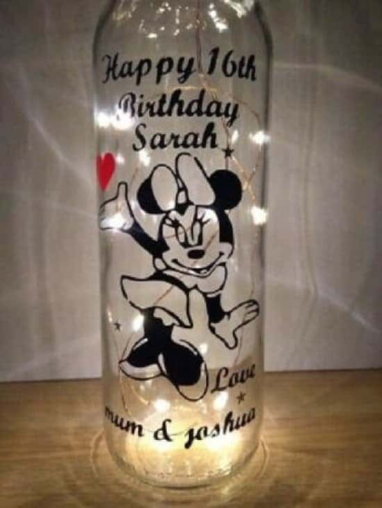 Personalised Disney minnie mouse birthday gift light up bottle ( any name/age )