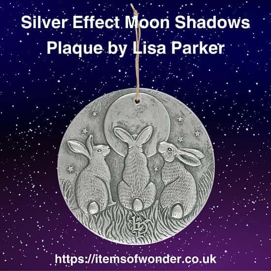Silver Effect Moon Shadows Plaque by Lisa Parker
