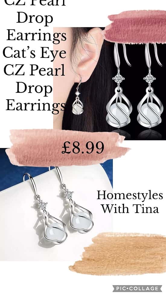 Cat’s Eye CZ Pearl Drop Earrings £8.99