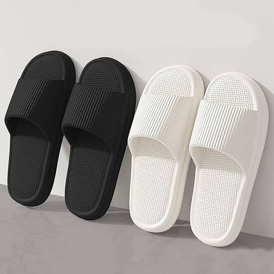 Striped Design Home Slippers For Women Men Soft Anti-slip Floor Slippers Solid House Shoes