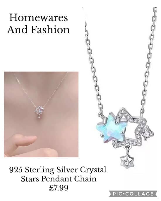 925 Sterling Silver Crystal Stars Pendant Chain £7.99