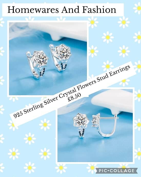 925 Sterling Silver Crystal Flowers Stud Earrings £8.50